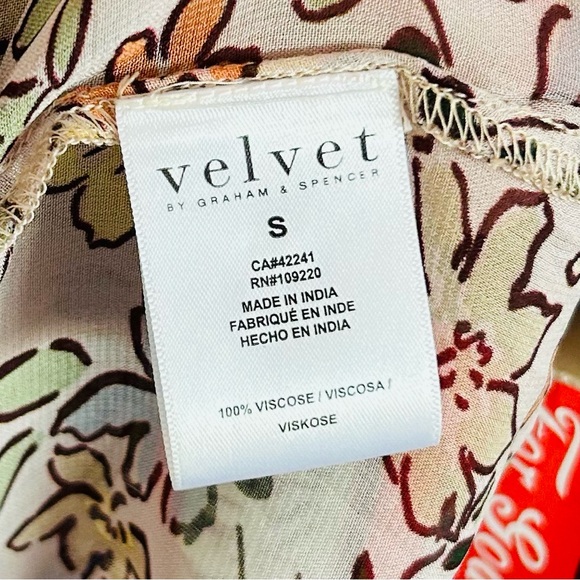 Velvet Graham Spencer Sheer Floral Drawstring Waist Slip Lng Sleeve Midi Dress S - Picture 13 of 16